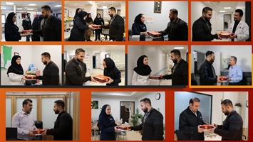 توزیع شیرینی به مناسبت گرامیداشت میلاد حضرت علی(ع) و روز پدر در بیمارستان پوست رازی